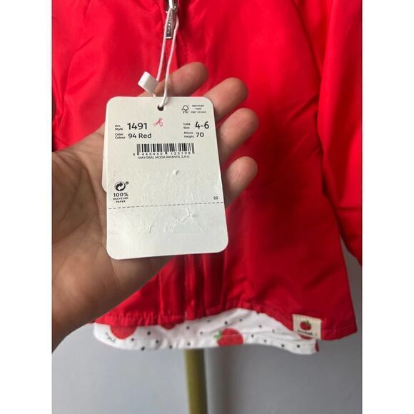Mayoral Strawberry Reversible Windbreaker Jacket NWT Sz. 4-6 - Picture 4 of 7